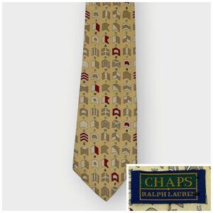 Vtg Chaps Ralph Lauren Mens Signal Flag Tie | Yellow Silk | Made in USA Nautical